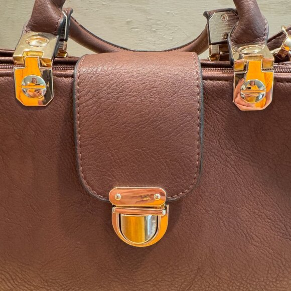 NWOT Women's Dasein Brown Vegan Leather Crossbody / Satchel bag Adjustable Strap - Picture 10 of 14